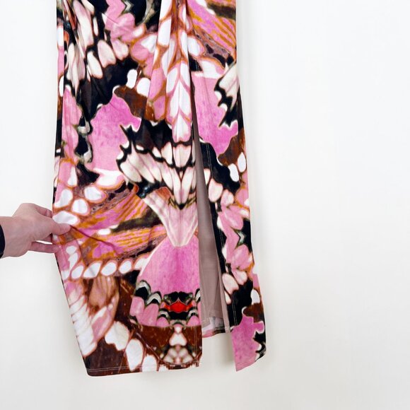 New H:ours Inez Midi Dress Butterfly Print Cocktail Party Wedding Guest Y2K 90s - Picture 10 of 12